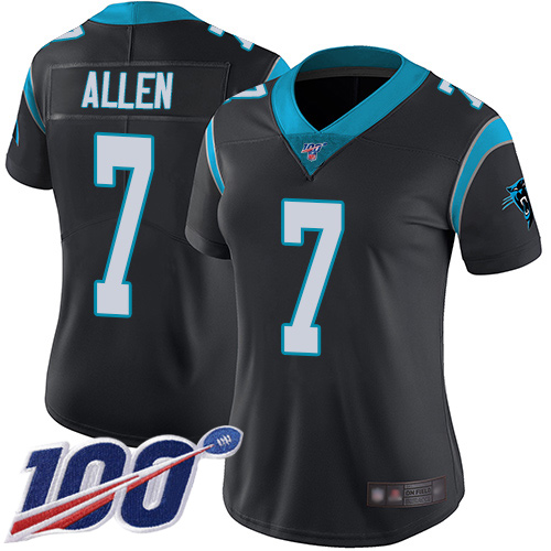 Carolina Panthers Limited Black Women Kyle Allen Home Jersey NFL Football #7 100th Season Vapor Untouchable->women nfl jersey->Women Jersey